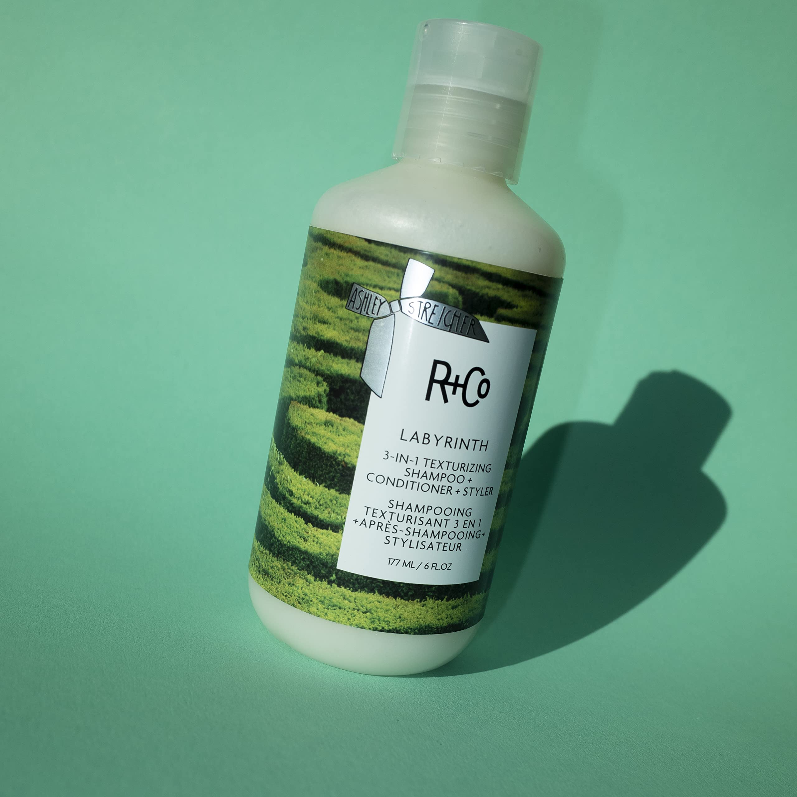 R+Co Labyrinth diatomaceous earth and polymers shaping texture in shower.