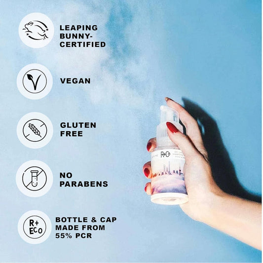 R+Co Skyline dry shampoo powder absorbs oil at roots, reviving volume and texture