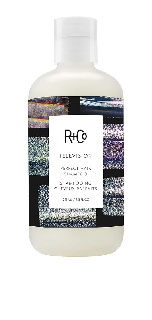 R+Co Television Perfect Hair Shampoo bottle for all hair types delivers body and shine.