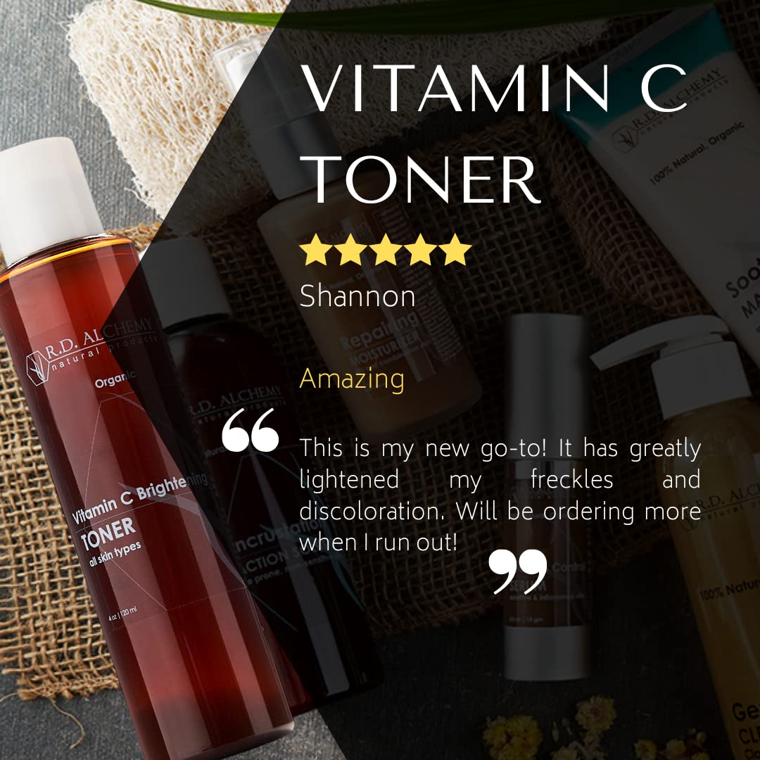 RD Alchemy Vitamin C Toner application - tones pores for a glow