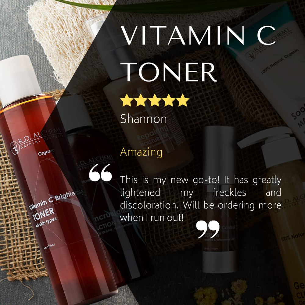 RD Alchemy Vitamin C Toner application - tones pores for a glow