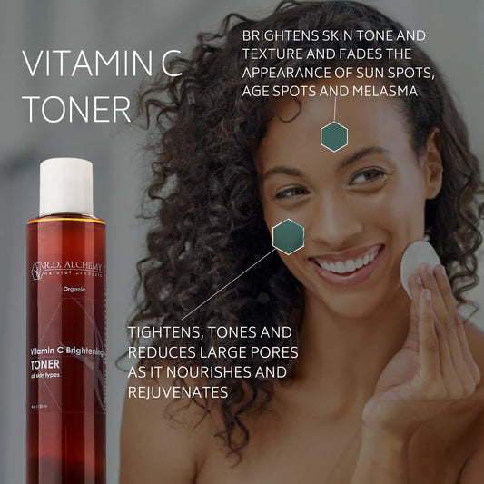 RD Alchemy Vitamin C Toner label - natural, organic formula for daily radiance