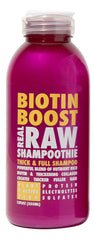 Real Raw Biotin Shampoo bottle signals nourishing care.
