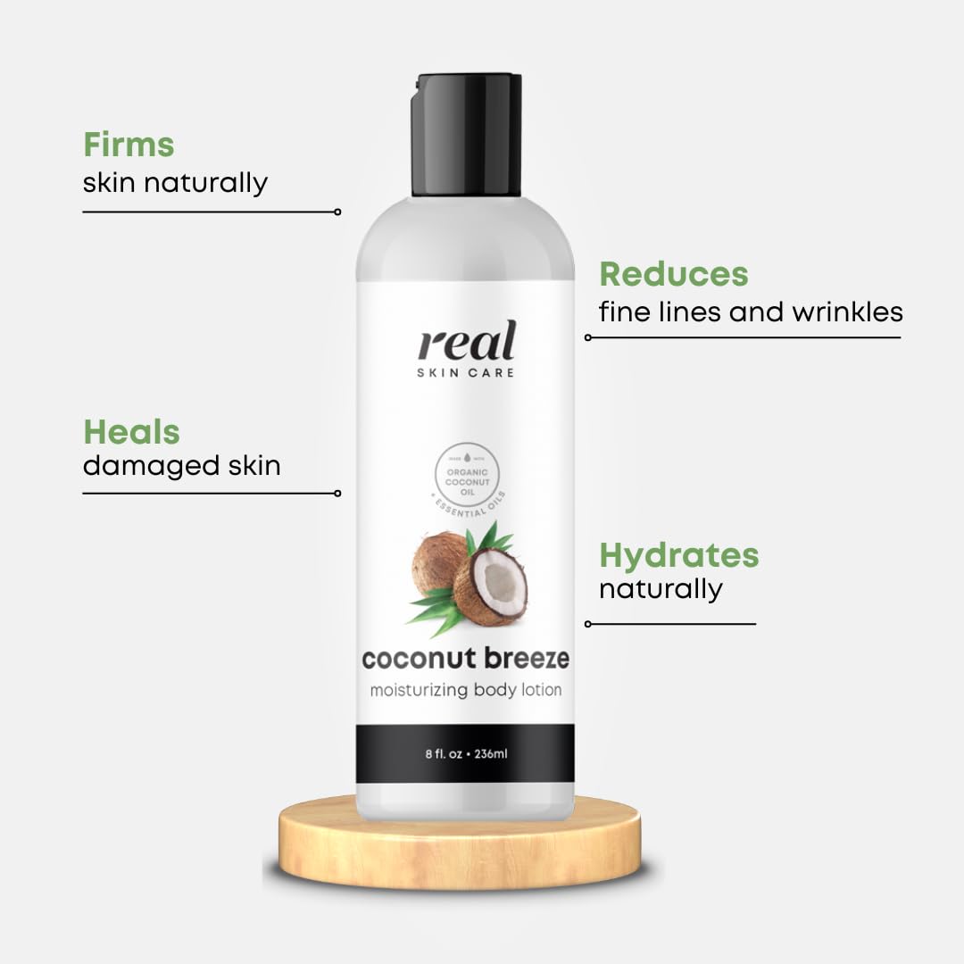 Real Skin Care Organic Body Lotion ingredients label highlights natural organic oils