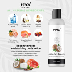 Real Skin Care Organic Body Lotion moisturizing dispense shows easy application