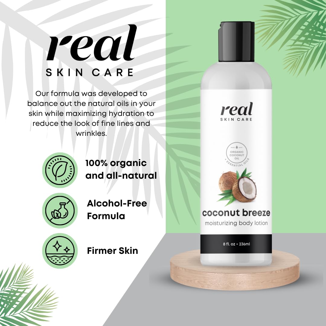 Real Skin Care Organic Body Lotion texture demonstrates fast-absorbing moisture