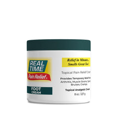 Real Time Pain Relief foot cream jar front view for quick soothing relief.