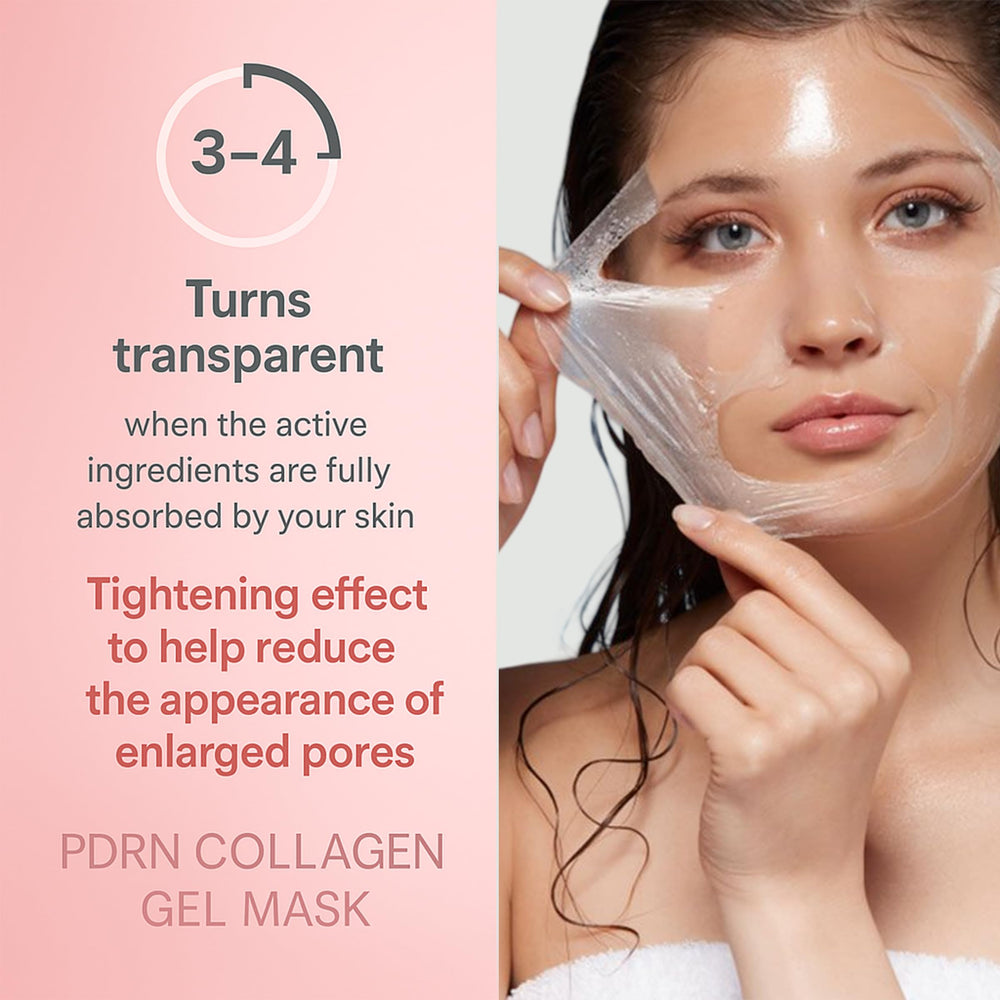 Realori Glass skin look after treatment with pink collagen mask.