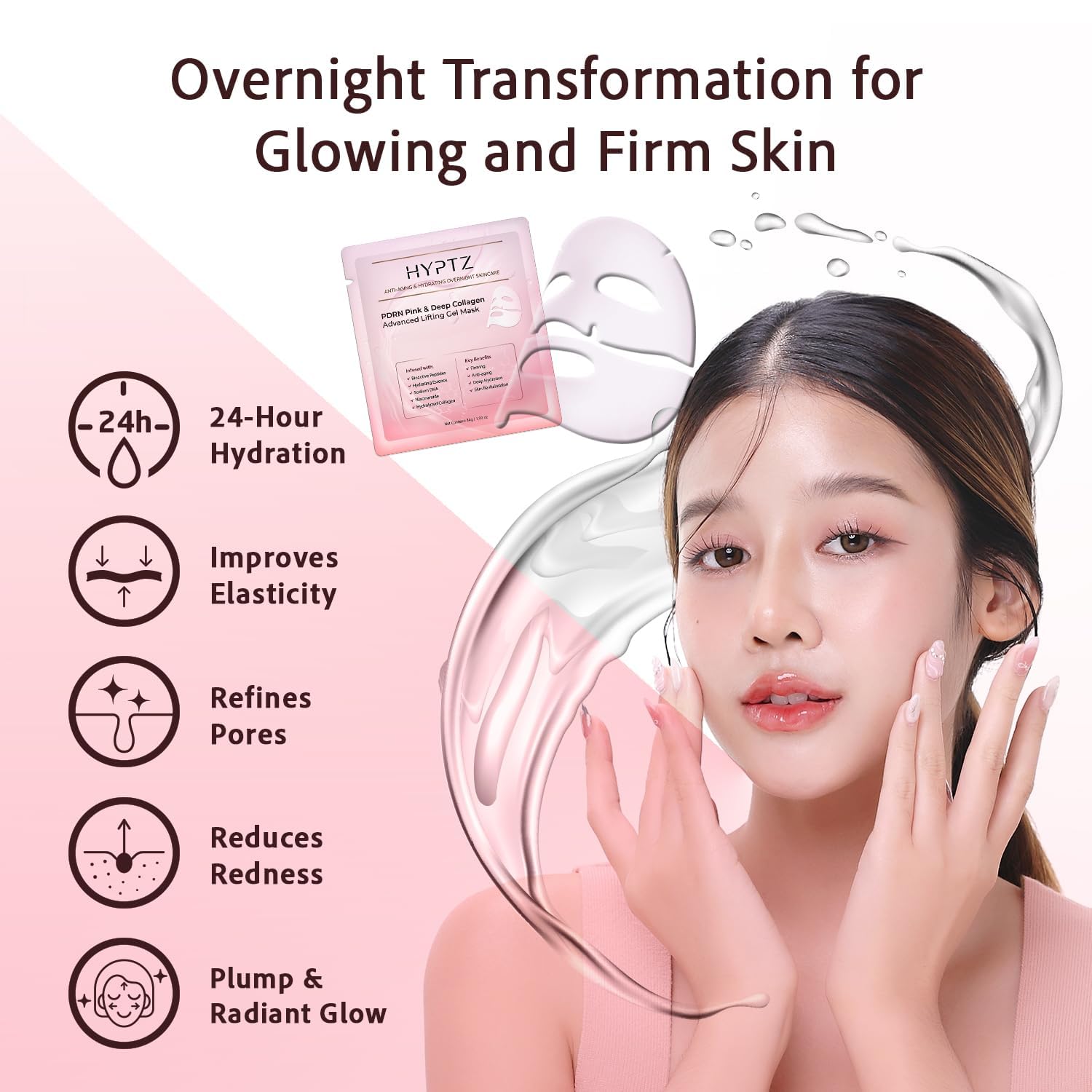 Realori Salmon DNA PDRN mask packaging highlighting collagen and overnight treatment.