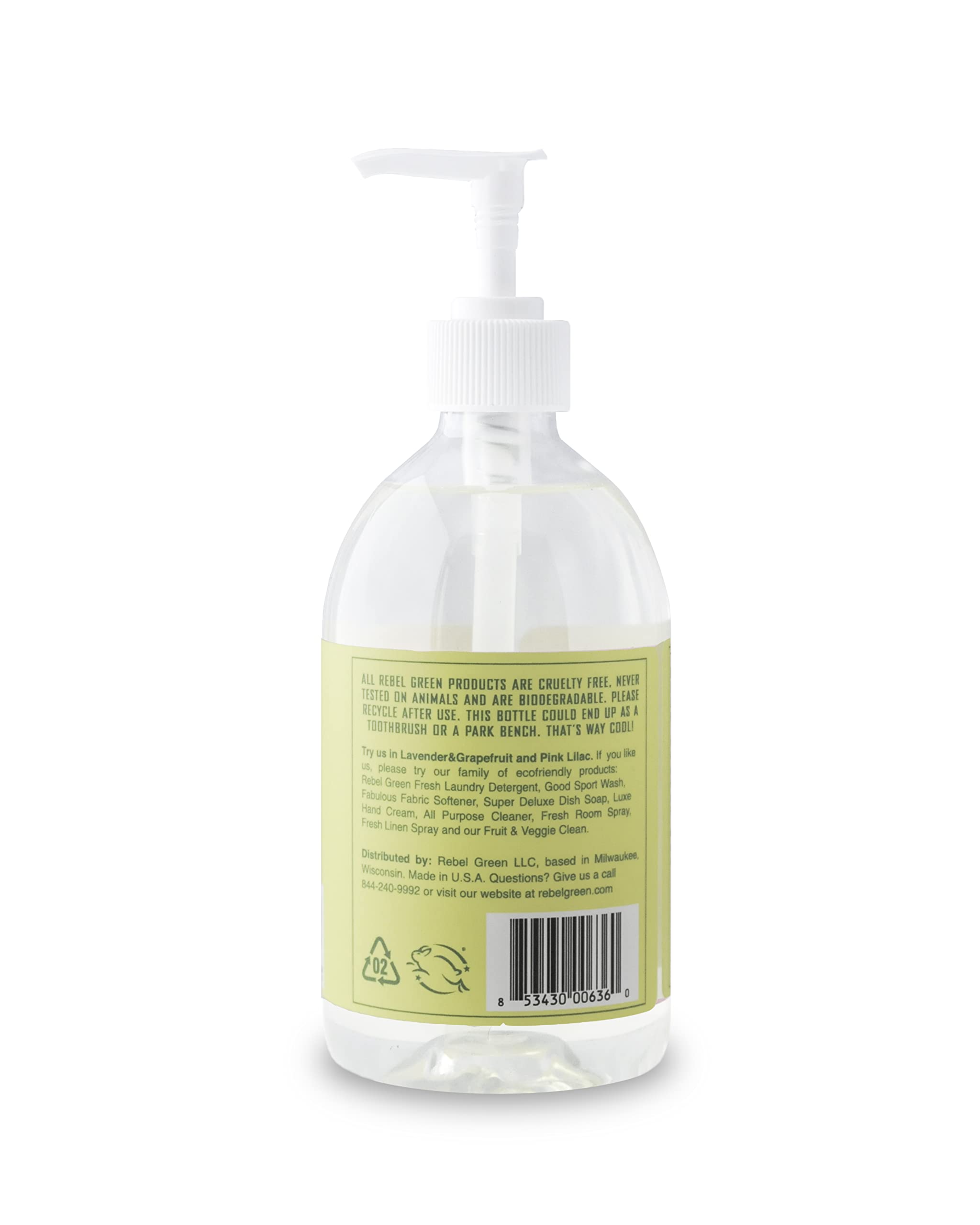 Rebel Green soap dispensed onto palm for washing.