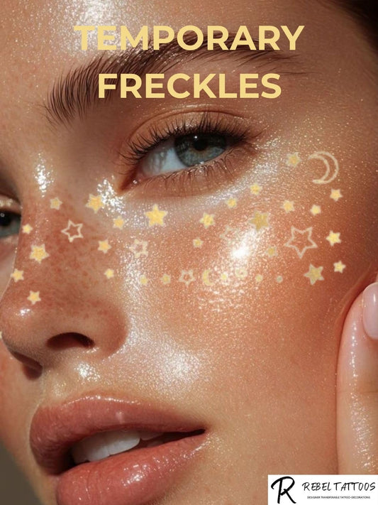 Rebel Tattoos Gold Stars sheet ready for customizable face art and festival style