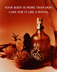 REBODY SAPPHO vegan formula showcases natural botanicals and clean science.