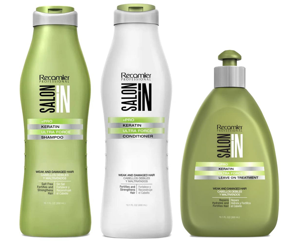 Recamier Pro shampoo bottle, salon-grade cleansing for fragile hair and enhanced strength.