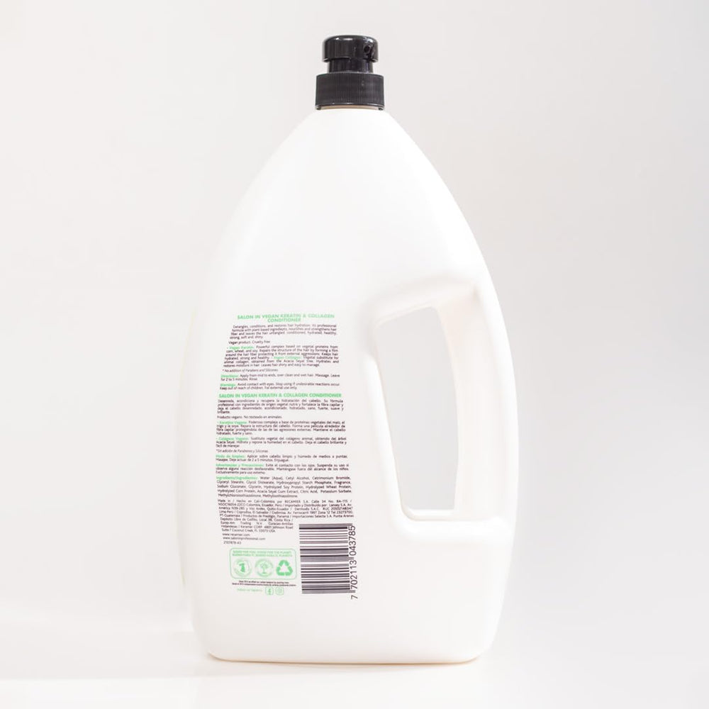 RECAMIER shampoo label close-up highlighting vegan formula and paraben-free care.