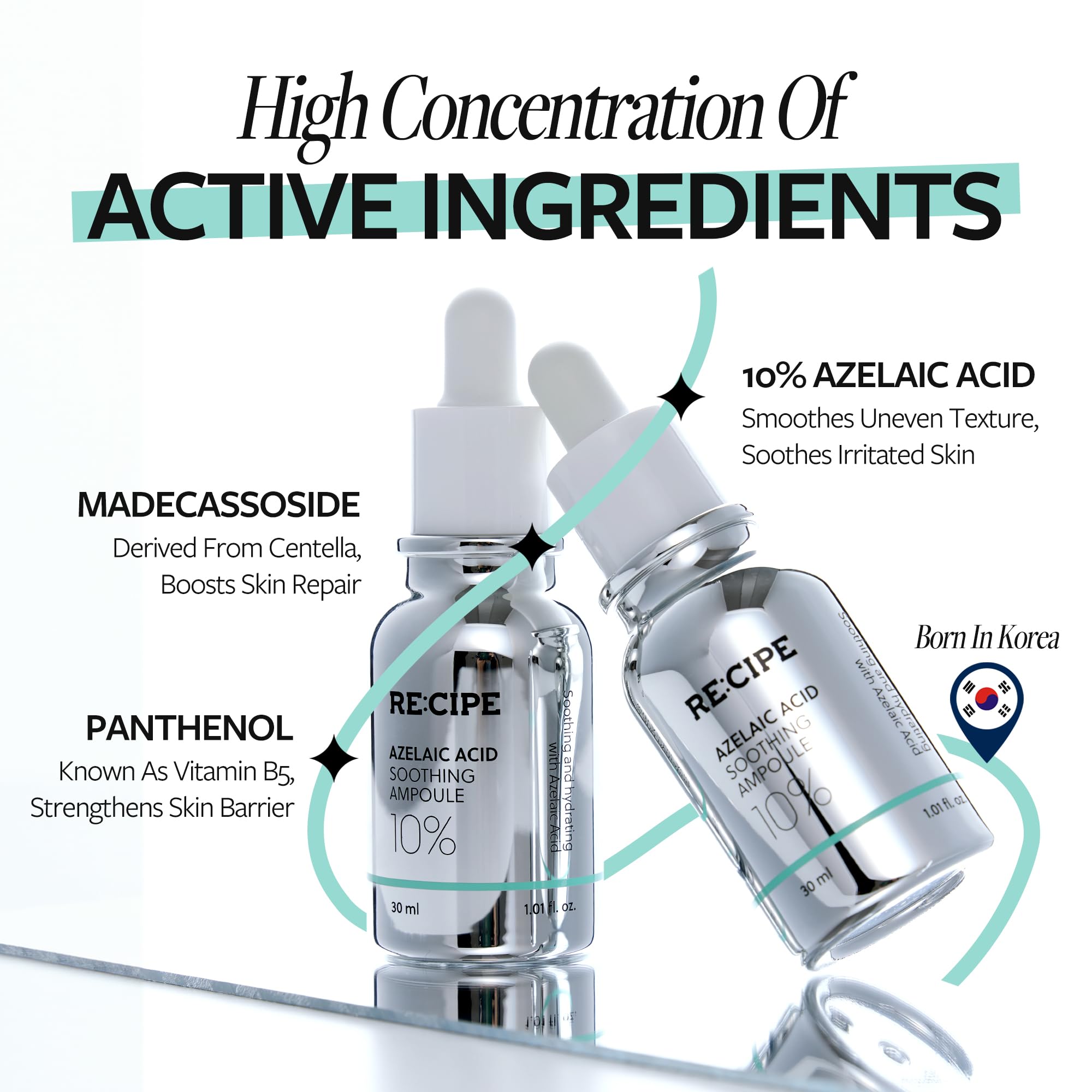 RE:CIPE Azelaic Acid 10% soothing ampoule texture application shows lightweight non-greasy feel