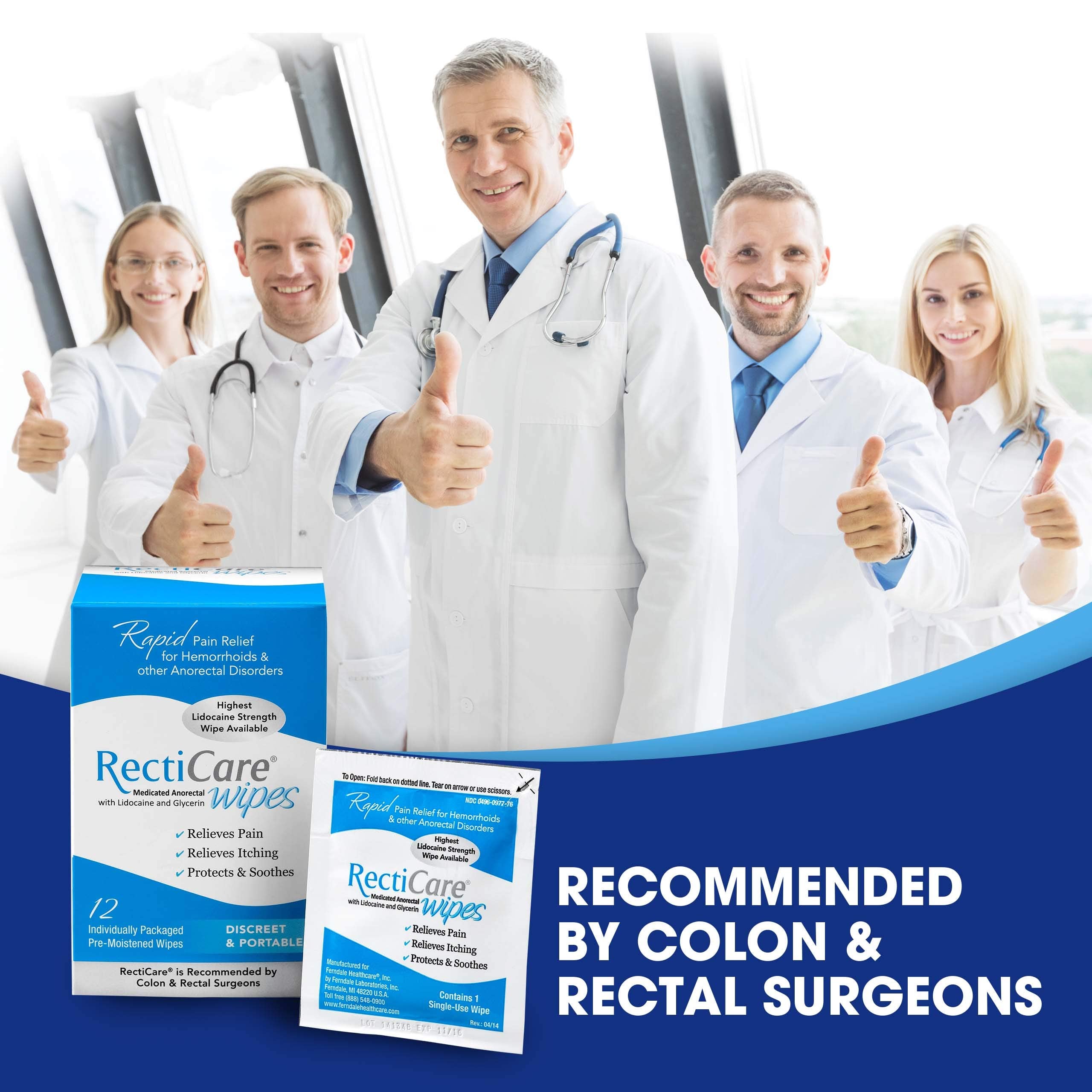 RectiCare Medicated Anorectal Wipes on-the-go usage enables quick relief.
