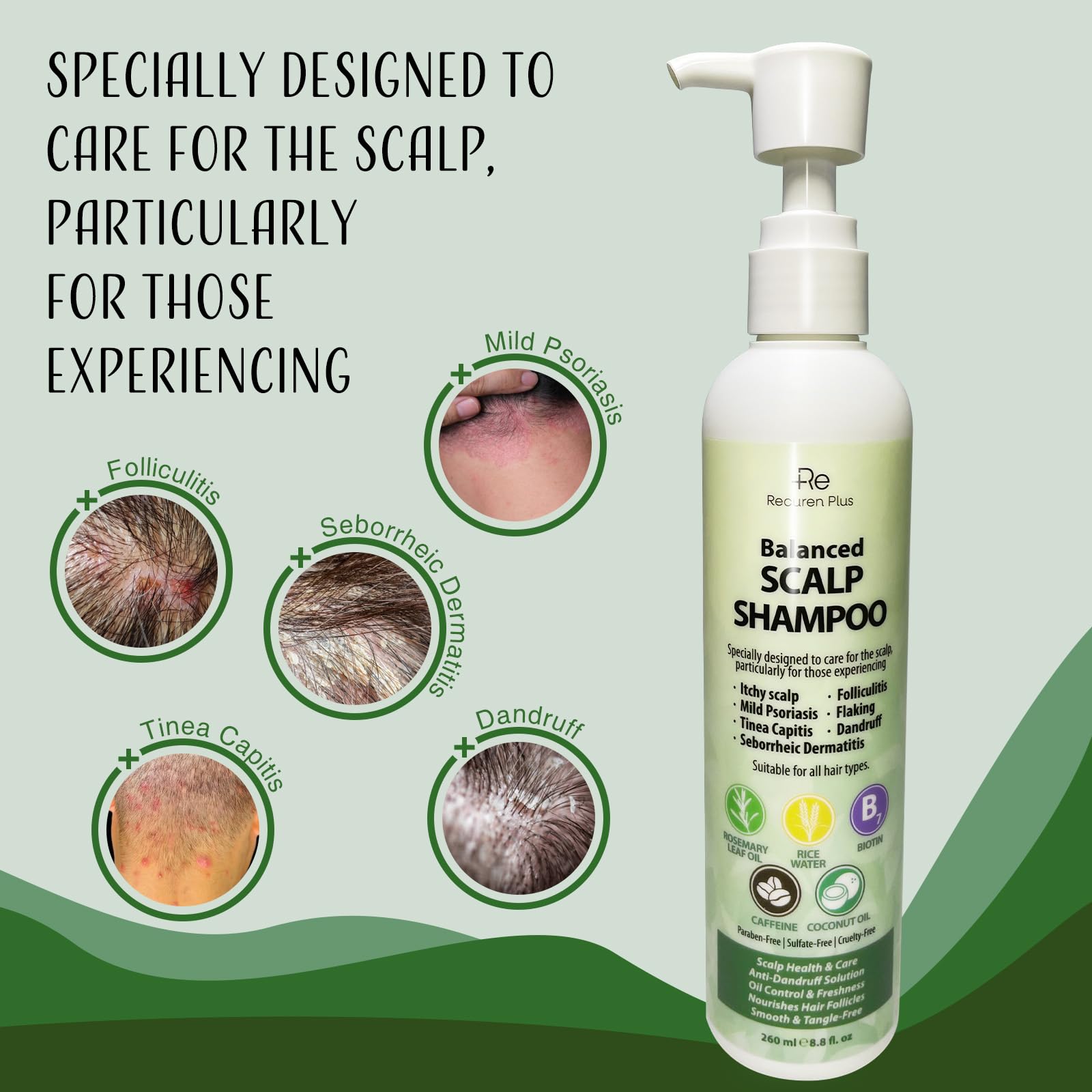 Recuren Plus shampoo lather for gentle cleansing and refreshed scalp