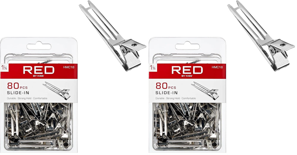 Red by Kiss 80-piece slide-in clips for secure grip during styling.