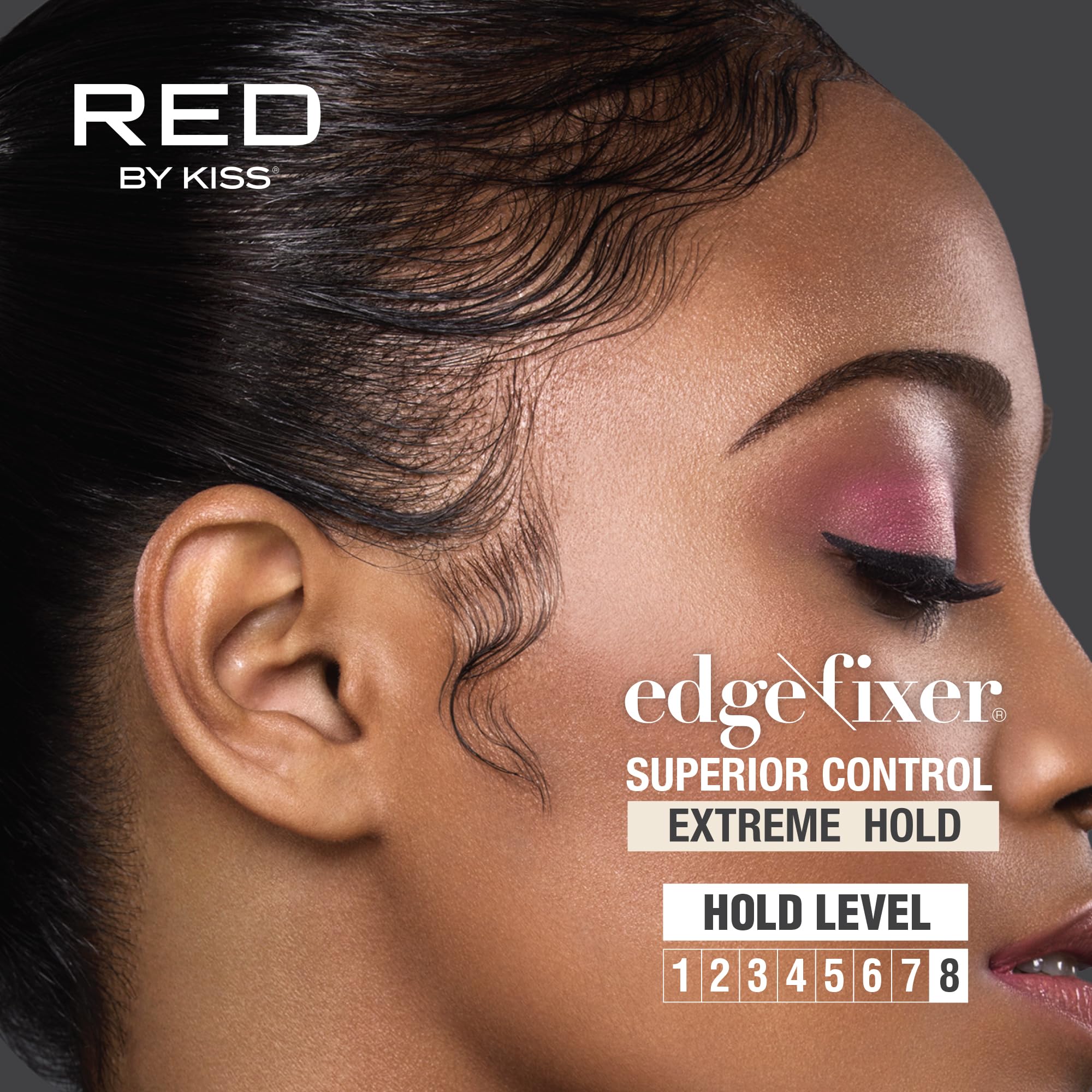 Red by Kiss Edge Fixer Extreme Hold bottle cap close-up.