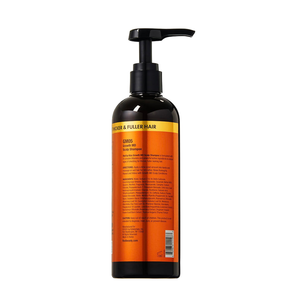 Red by Kiss Growth MD product displayed on bathroom shelf