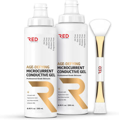 RED Medical Supplies age-defying gel with two bottles and applicator for convenient microcurrent use