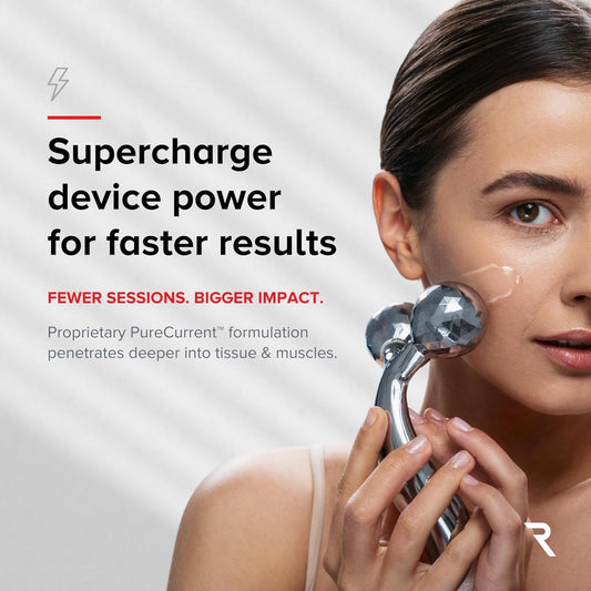 RED Medical Supplies conductive gel applied on skin for smooth, consistent microcurrent glide
