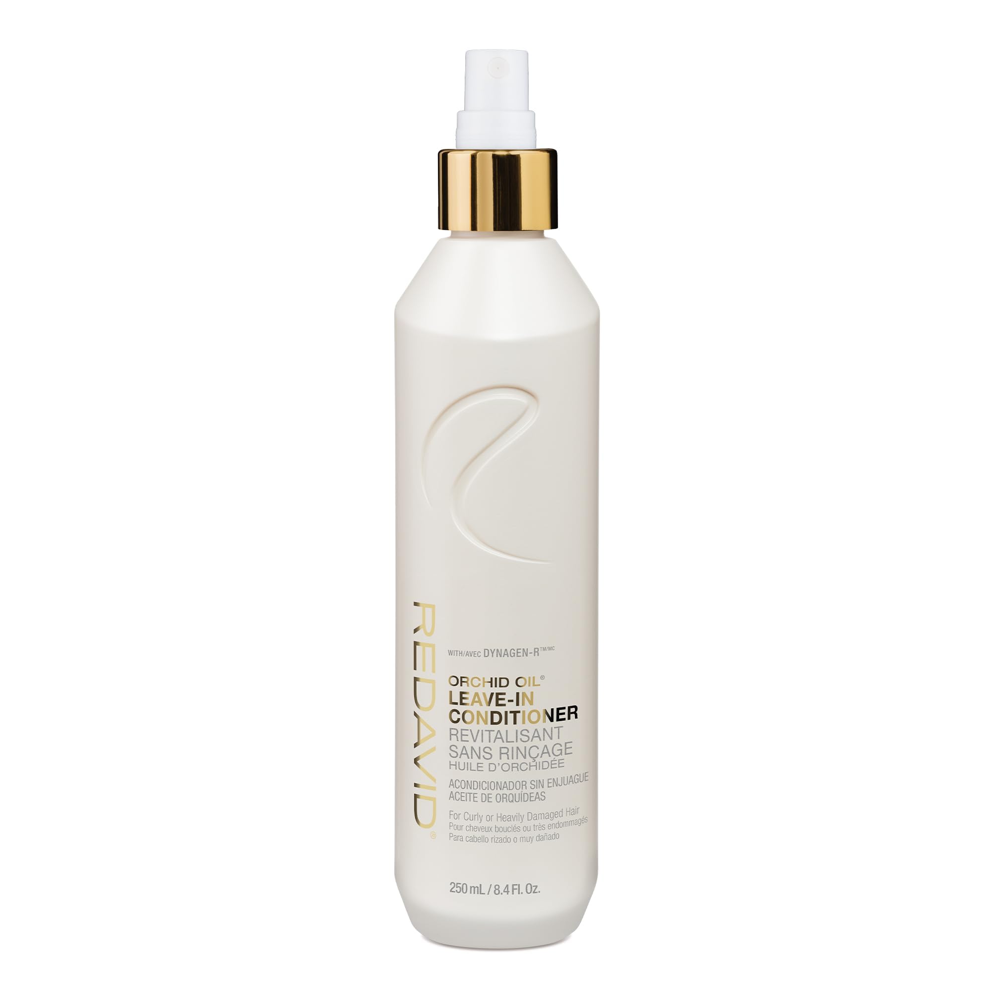 Redavid Orchid Oil Leave-In bottle showing frizz control and radiant shine