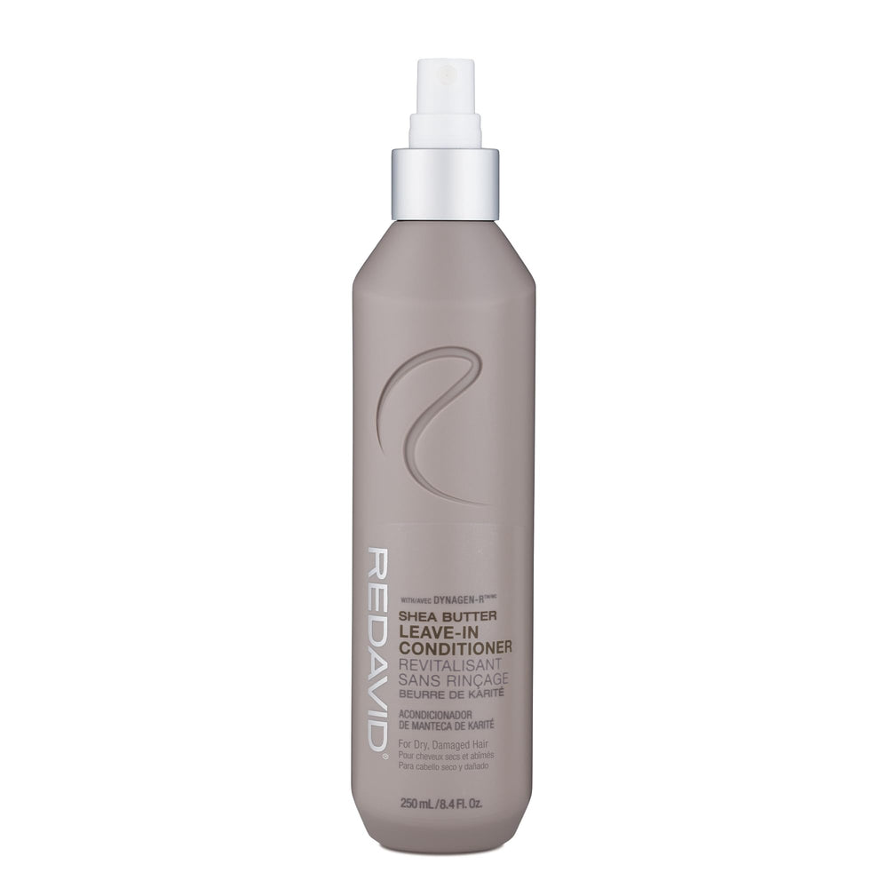 Redavid Shea Butter Leave-In Conditioner bottle showing creamy formula for daily moisture and shine.