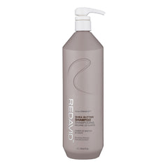 Redavid Shea Butter Shampoo bottle on sink showing hydrating formula for dry hair