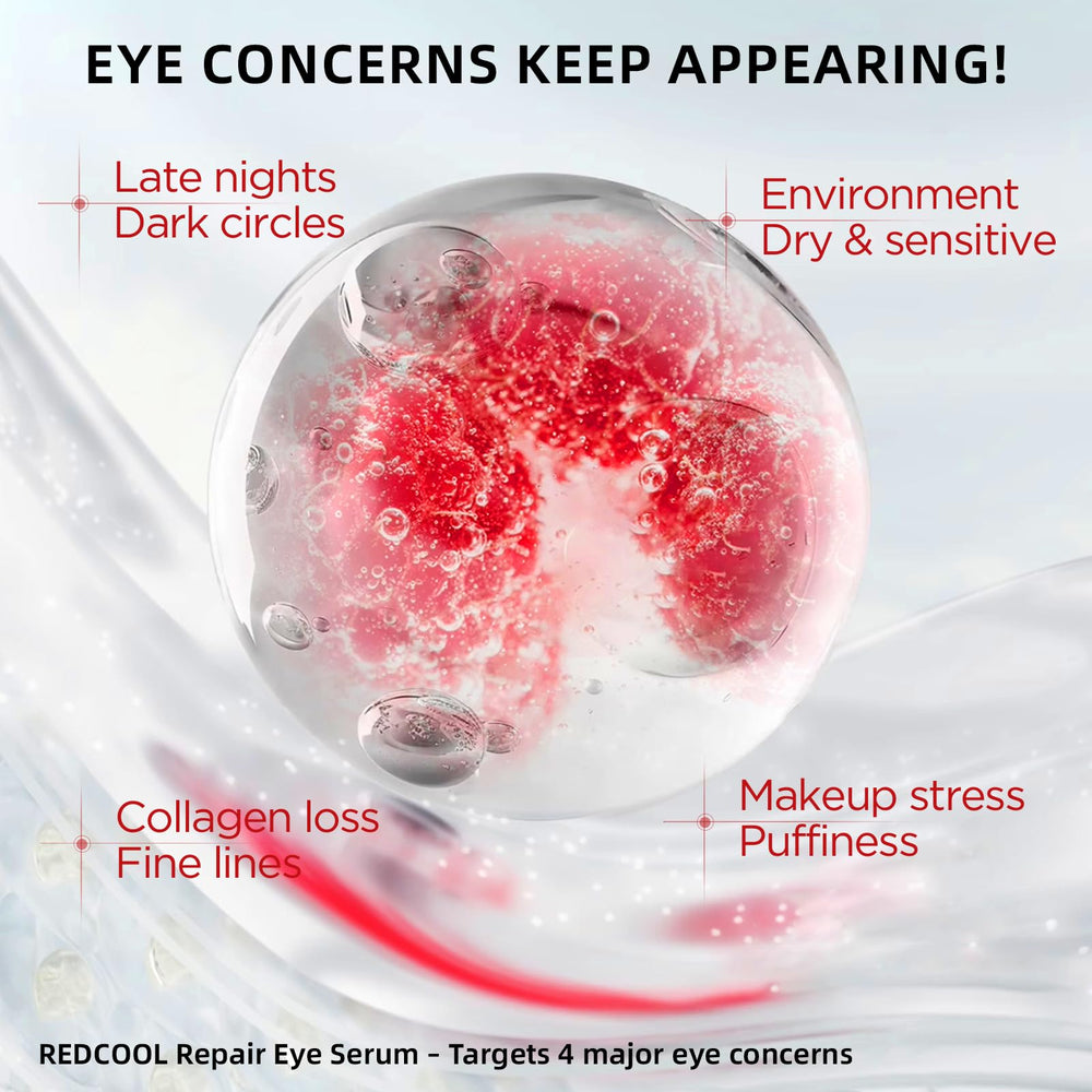Redcool caffeine eye serum retinol and peptides for smoother under-eye texture