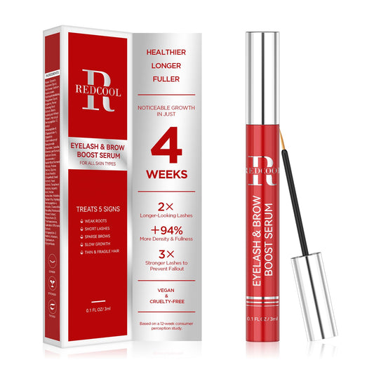 Redcool Lash Serum bottle with golden cap ready for daily lash care