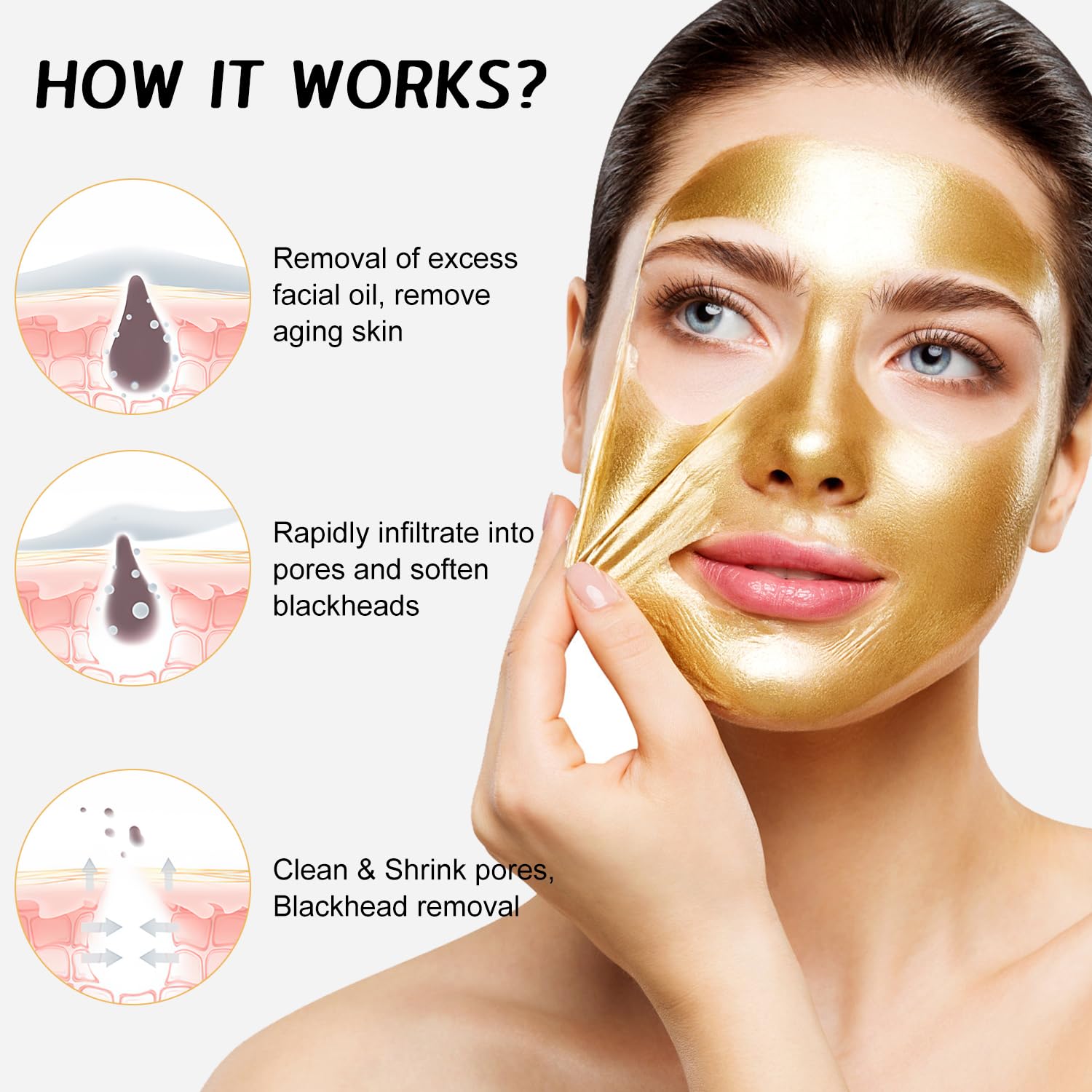 Rednow peel‑off action demonstrates gentle removal and clean skin reveal