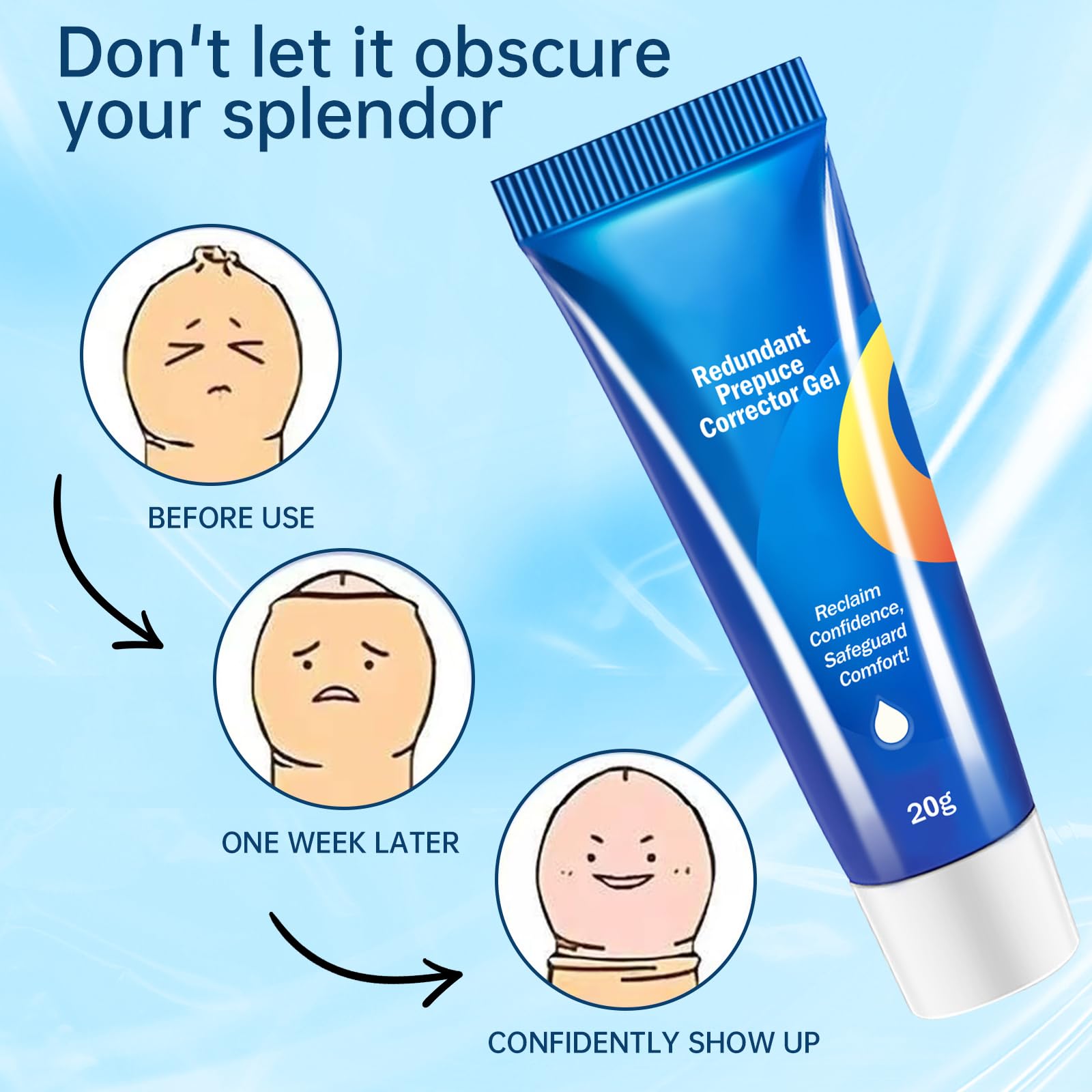 Redundant Prepuce Corrector Gel application hand demonstrates easy topical use.