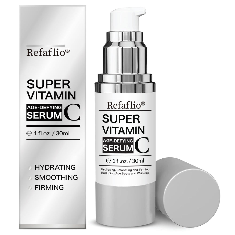 Refaflio serum bottle with bright orange label, suggesting radiance.