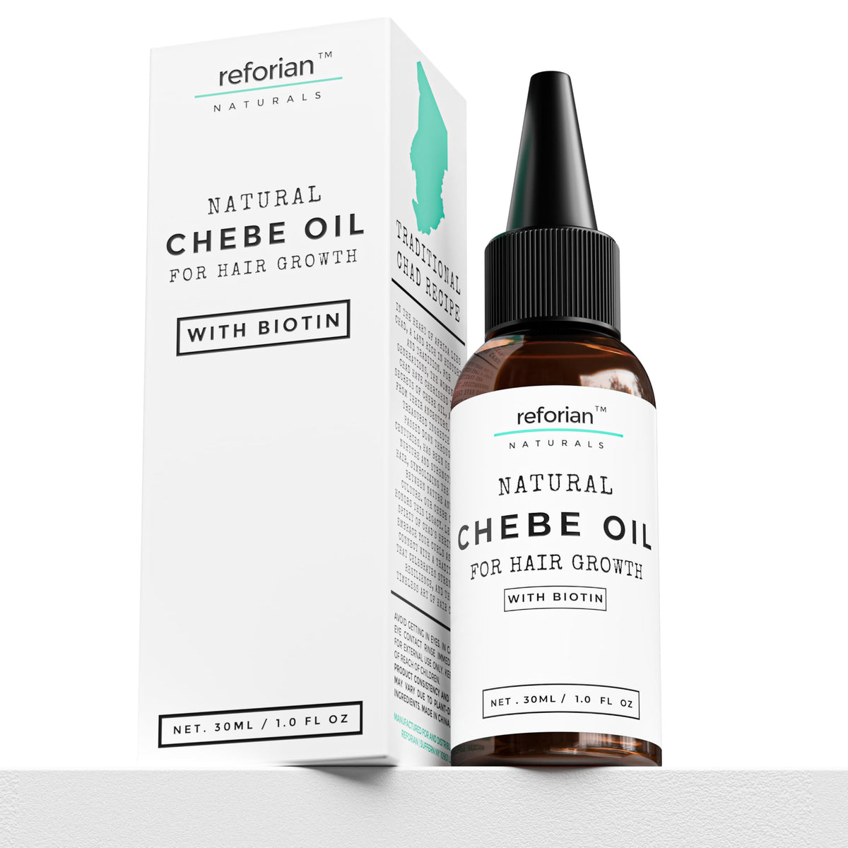 REFORIAN Chebe Oil bottle pour demonstrates easy application for hair growth support.