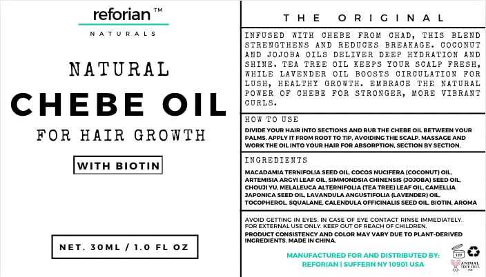 REFORIAN Chebe Oil deep treatment on hair fibers closeup.