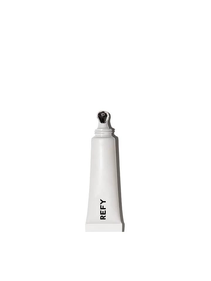 REFY Blush Lip Gloss tube close-up showing non-sticky shine for daily wear.