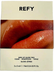 REFY Mini Lip Gloss Trio Clear gloss for a smooth, non-sticky shine on the go.