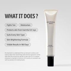 Outdoor work scene with Reginald Men Helios sunscreen providing shine control