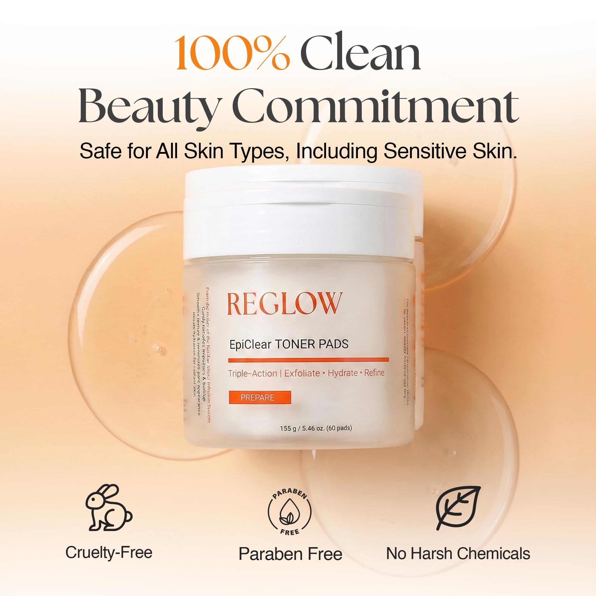 ReGlow EpiClear pad demonstrates cruelty-free formula for safe daily use.
