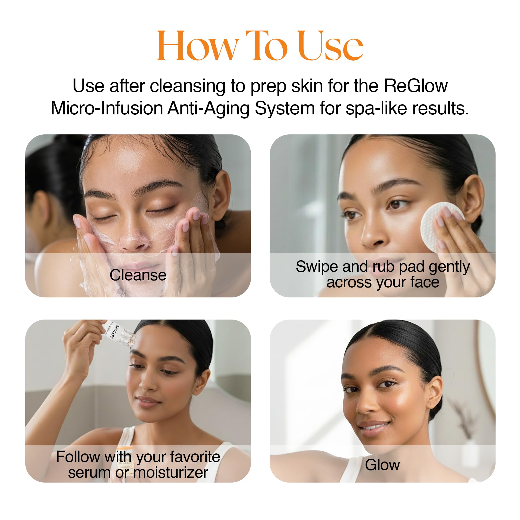 Daily-use ReGlow EpiClear pad showing gentle exfoliation and pore-softening effect.