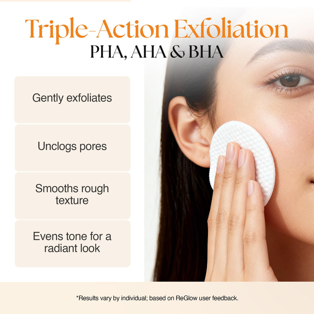 Dual-texture pad prepping skin for serums and treatments.