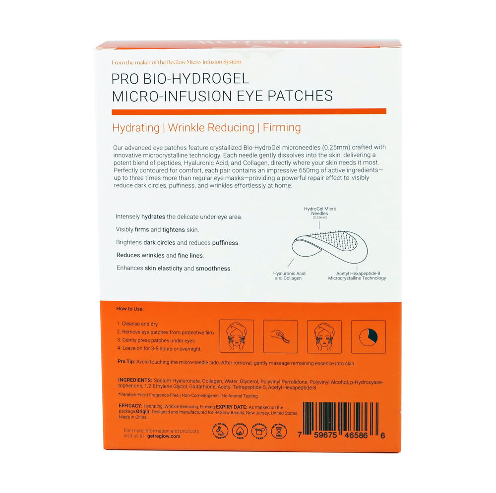 ReGlow Restore eye patches on model skin showing smoother under-eye texture.
