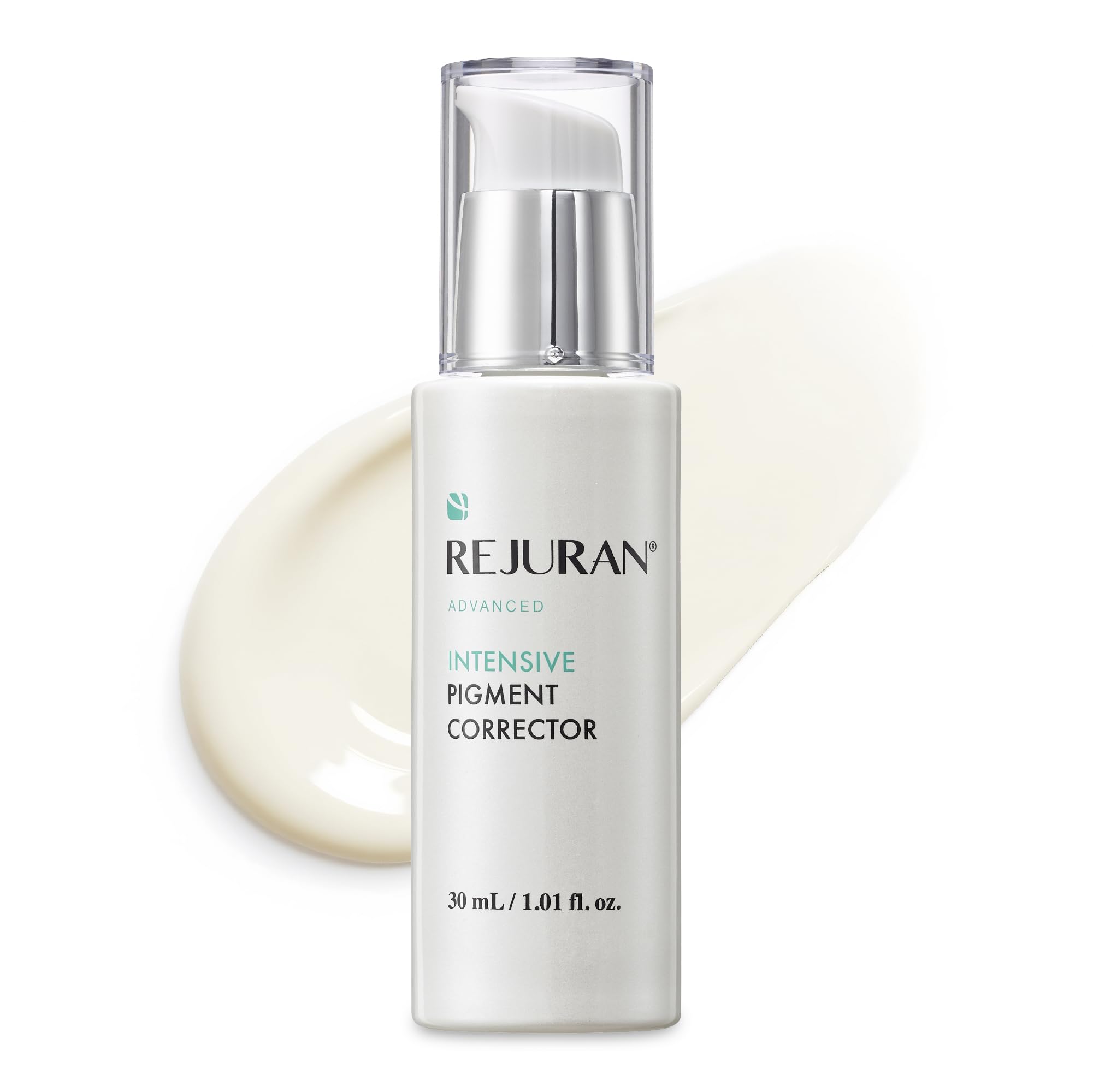 REJURAN Advanced Intensive Pigment Corrector serum bottle hinting at brighter, even skin tone.