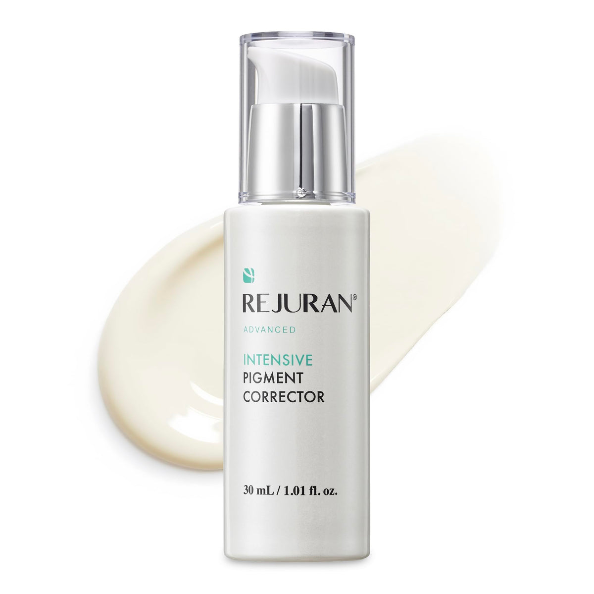 REJURAN Advanced Intensive Pigment Corrector serum bottle hinting at brighter, even skin tone.