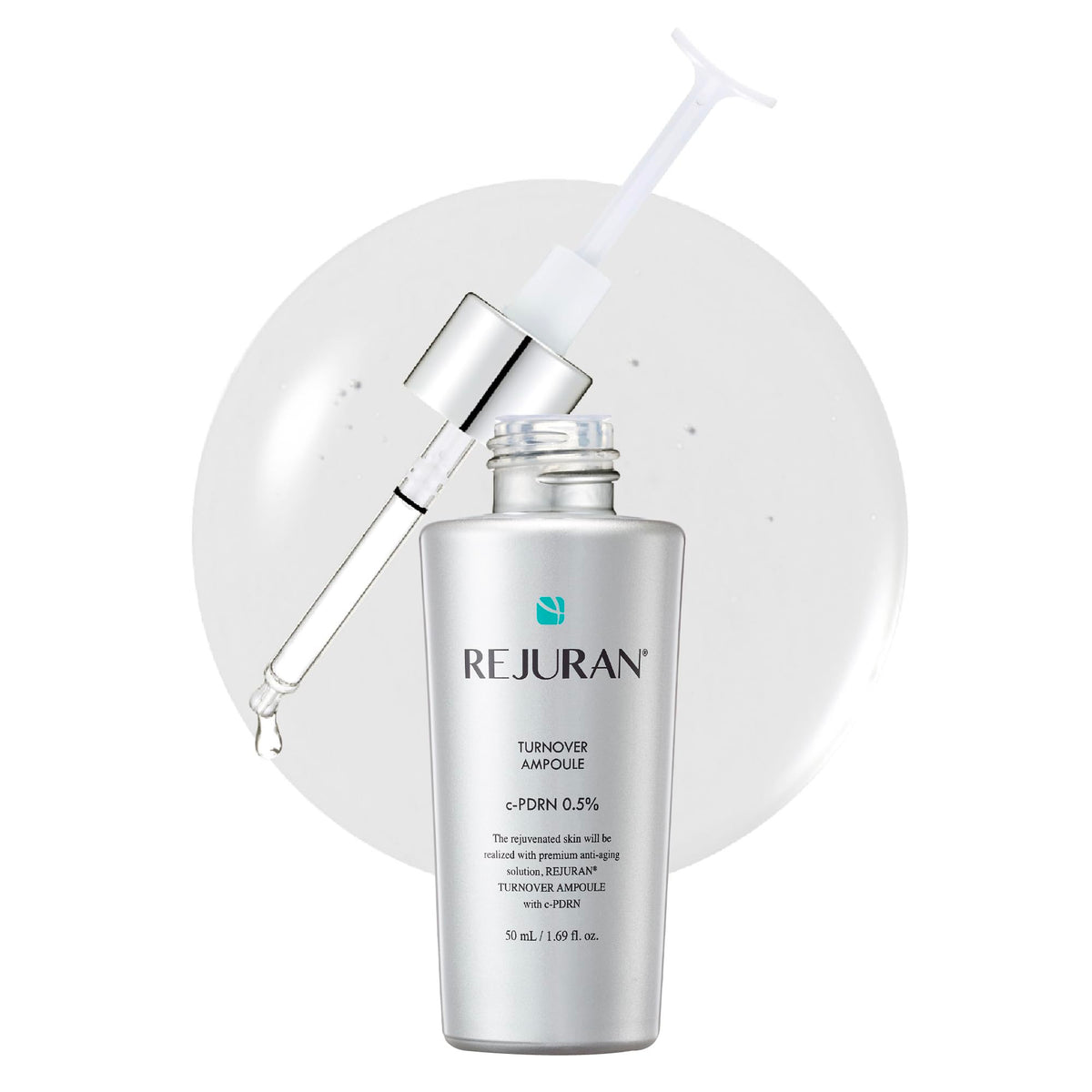 REJURAN Turnover Ampoule bottle pour for quick hydration and even texture