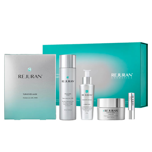 REJURAN Turnover Ampoule closeup highlighting lightweight formula for daily rejuvenation