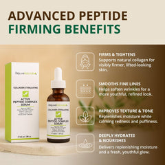 Close-up label of RejuveNaturals serum with Matrixyl 3000 for firmer-looking skin.