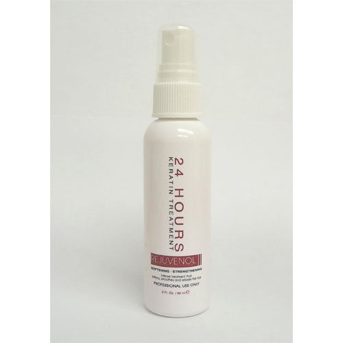 Rejuvenol 24h Keratin bottle pour for weightless, smooth hair after treatment.