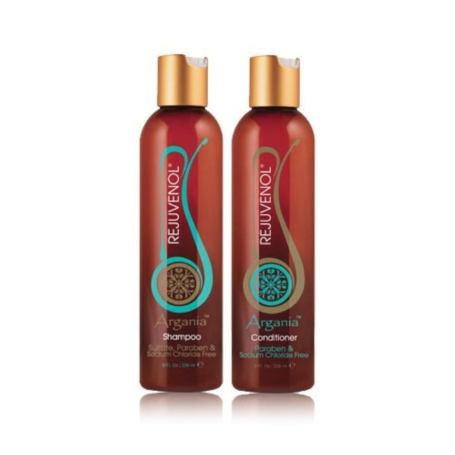 Rejuvenol Argania shampoo and conditioner set bottle for gentle cleansing and conditioning.